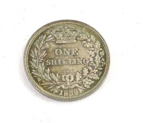 A Victorian shilling 1852.