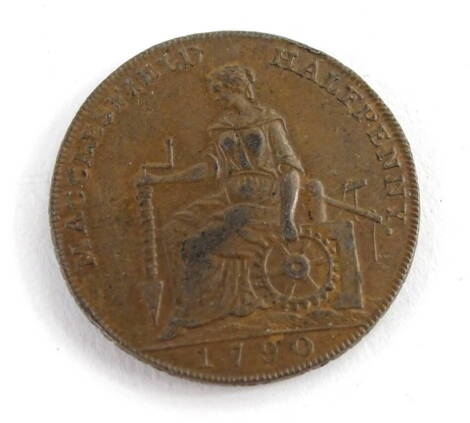 A Macclesfield half penny token 1790.