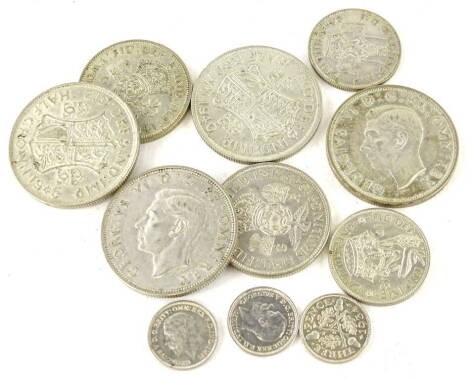 Various pre 1946 silver coins, 95g.