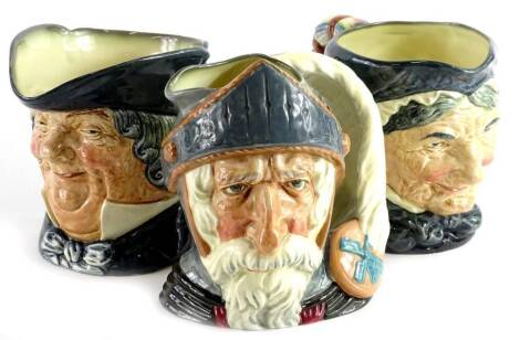 Three large Royal Doulton character jugs, Don Quixote, Granny and Parson Brown.