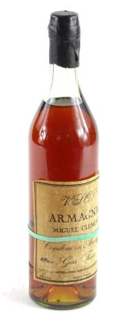 A bottle of VSOP Muguel Clement armagnac. (label AF)