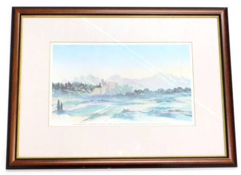 HRH The Prince of Wales. View in South of France, limited edition coloured print, with certificate, 25cm x 38cm.