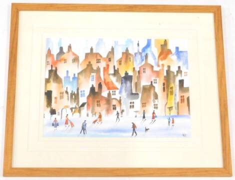 Alan Nutbeam. Shopping Day, watercolour, 25cm x 36cm.