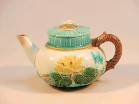 A 19thC majolica tea pot