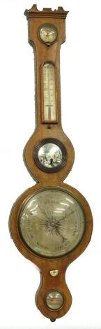 R.Wilson Lincoln. A mid 19thC wheel barometer, with engraved dial etc., 95cm L. (AF)