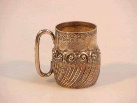 A Victorian silver Baptismal mug by Walker & Hall