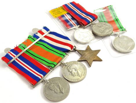 A selection of Second World War medals, including a 1939-1945 Canadian war medal, a set of France and Germany Star defence medal, and a 39/49 medal, and two other similar.