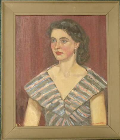 Fred Appleyard (1874-1963). Portait of Margaret, oil on board, 56cm x 45cm.