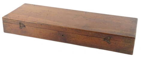 A mahogany gun case, with lock and key, lacking interior, 79cm W.