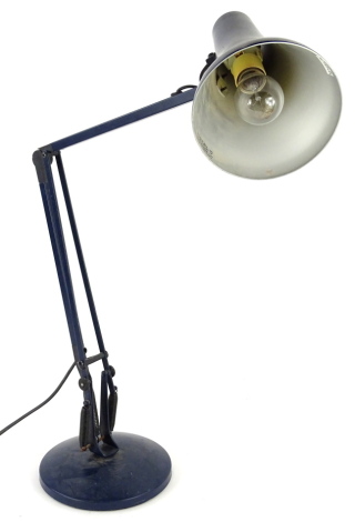 A blue angle poise type lamp, 83cm H.