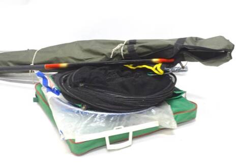 A quantity of fishing equipment, to include keep nets and various other accessories.