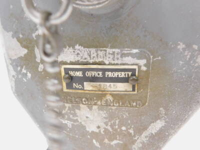 A Carter air raid siren, label for the manufacturer and Home Office Property number 1845, on metal base, 82cm H. - 2