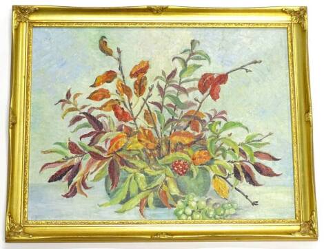 Joyce H Moorwood. Autumn leaves, oil on board, signed and dated verso.