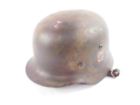 An SS Panzer Division Hitlerjugend helmet, belonging to Sturmmann Erhard Kinscher born in 1926 and served 1943-1945, with decals, 23cm W.