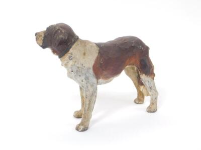 An early 20thC cold painted bronze figure of a St Bernard Dog, raised 'Foreign' mark, 18cm L. - 2