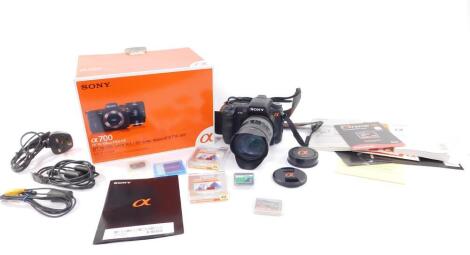 A Sony a700 Digital camera, DT16-105 lens kit, with a DT3.5-5.6/16-105 lens, boxed with accessories.