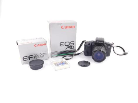 A Canon EOS 750 Digital camera, with an EF zoom lens 28-70mmF/3.5-4.5 II, both boxed. (2)