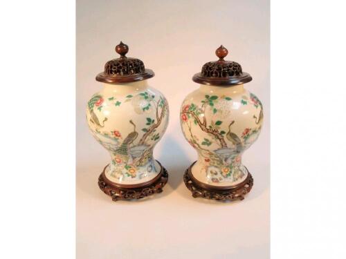 A pair of 19th C Chinese baluster vases