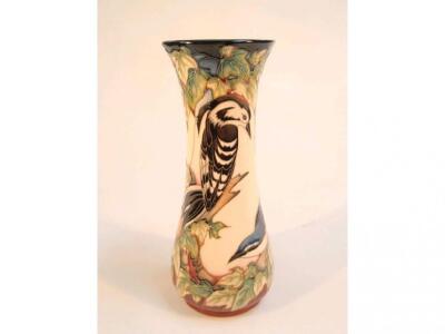 A Moorcroft pottery Ingleswood pattern slender waisted vase designed by Phillip Gibson