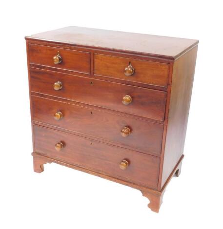 A Wood & Forth mahogany chest of drawers, with two short over three long graduated drawers, raised on bracket feet, 107cm H, 104cm W, 57cm D.