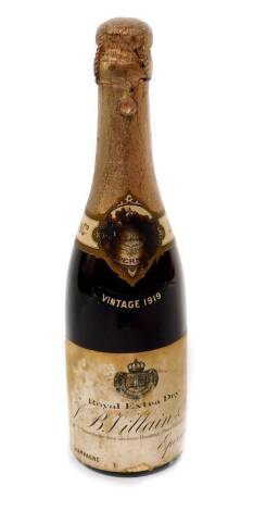 A half bottle of champagne vintage 1919, by I B Villain & Cie, Eperny.