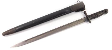 A U.S. Winchester WWI bayonet 1917, in a Graton and Knight leather scabbard, 58.5cm L.