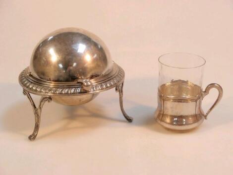 A Continental silver glass holder and tumbler