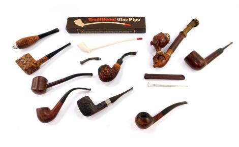 A Dunhill Rocky pipe, with silver collar, Dublin 1973, Hardcastle Special Deluxe pipe, a Zeppelin pipe, Ropp pipe, Trident Geant pipe, and further pipes, together with a tamper. (11)