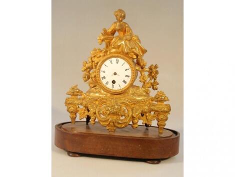 A 19thC French gilt metal figural mantel clock