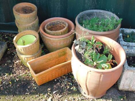 A group of terracotta plant pots and planters, 41cm H, 38cm Dia. (11)