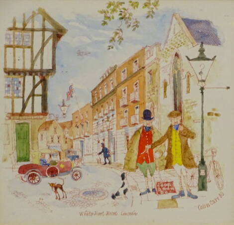 Colin Carr (1929-2002). White Hart Hotel, Lincoln, watercolour, signed, titled and dated (19)80, 20.5cm x 20cm.