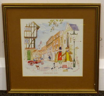 Colin Carr (1929-2002). White Hart Hotel, Lincoln, watercolour, signed, titled and dated (19)80, 20.5cm x 20cm. - 2