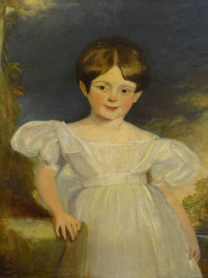19thC British School. Half length portrait of a young girl, oil on canvas, 75cm x 59.5cm.