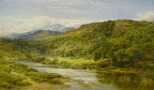 Benjamin Leader (1831-1923). On the Llugwy, North Wales, oil on canvas, signed and dated 1915, 40cm x 60cm.