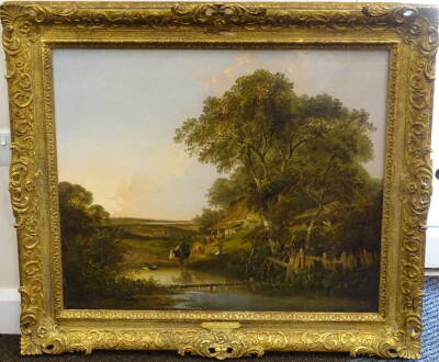 Edward Williams (1782-1855). The Farm Pond, oil on canvas, signed, 61.5cm x 74cm. - 2