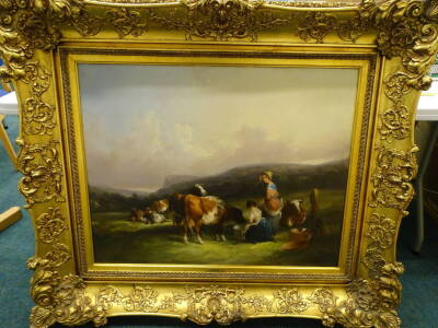 William Shayer (1788-1879). Milking scene, oil on canvas, signed, 70cm x 89cm. - 2