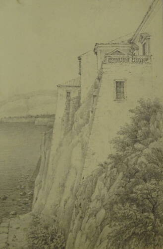 Thomas Sidney Cooper RA (1803-1902). After D W Coit, inscribed "Bay of Naples from Sorrento". Pencil sketch, 19cm x 13cm. Provenance: Goodacre Collection No 329.