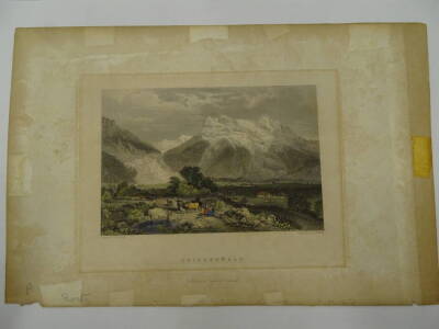 Thomas Sidney Cooper RA (1803-1902). A rare print of Grindenwald (Switz'). Engraved by E F Finden (1792-1857) incorrectly attributed to J S Cooper. J should be read T. From a Coit drawing copied by Cooper, 9cm x 13cm, 1833-34 life of Bryon. Provenance: Go - 2