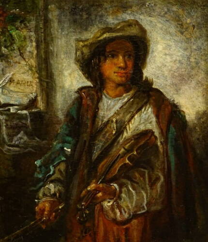 Maria (19thC). The Violinist, oil on board, signed, 29cm x 24cm.