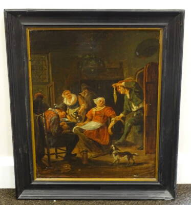 19thC Continental School. Interior scene 'today's catch', oil on canvas, 51.5cm x 39.5cm. - 2