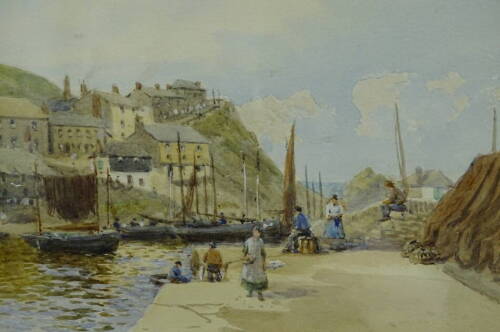 William Edward Croxford (1852-1926). St Michaels Mount, Village Harbour, watercolour - pair, signed, 16cm x 24cm.