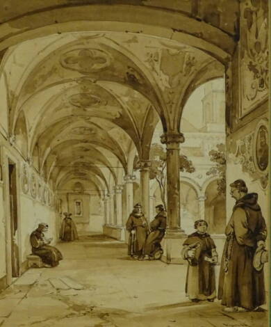 Achille Vianelli (1803-1894). St. Maria la Nova, watercolour, signed, titled and dated 1838, 21cm x 15.5cm.