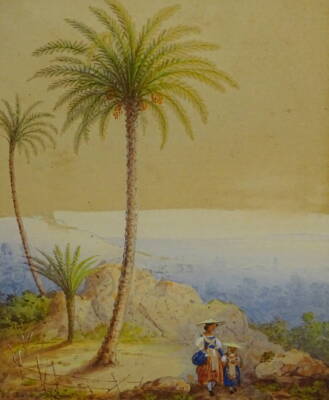 Dr Angelis (19thC). Conto di Nizza, Jarsta di Camorey, watercolour - Pair, titled verso, 14.5cm x 11cm. - 2