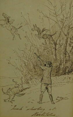 Heywood Hardy (1842-1933). Shooting at Hartsholme Jan 7 1895, ink drawing, titled and dated, 18cm x 10.5cm.