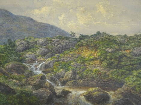 Harry Sutton Palmer (1854-1933). Mountain stream in North Wales, watercolour, signed and inscribed verso, 51cm x 73cm.