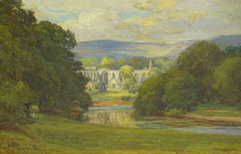 Alfred Elsworth (19thC/20thC). Bolton Abbey, oil on canvas, signed and dated 1901, 22cm x 31cm.