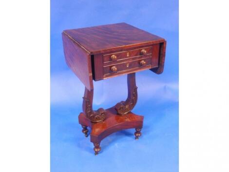 A William IV mahogany Pembroke work table