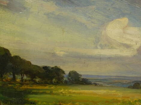 George Rowlett (b.1941). Near Chipping Campden, oil on bard, signed, 21cm x 26.5cm.