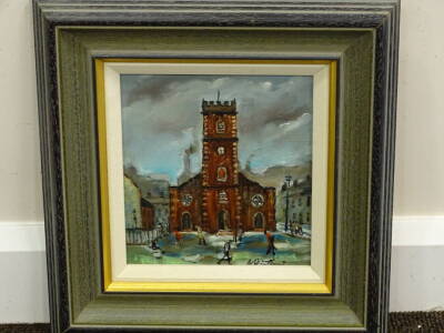 William Ralph Turner (1920-2013). Christ Church, Macclesfield, oil on board, signed and titled verso, 21.5cm x 19.5cm. - 2