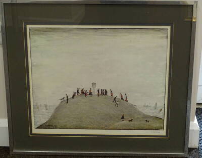 Laurence Stephen Lowry (1887-1976). The Notice Board, artist signed coloured print, 43cm x 52cm. - 2